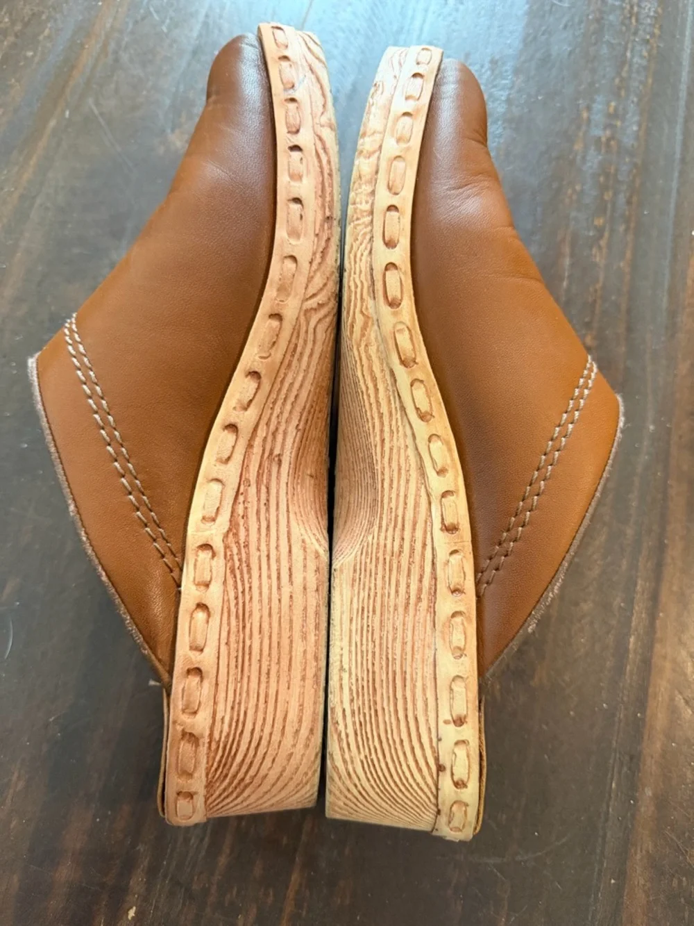 Romika Brown Leather Slip-On Wedged Loafer Clog - European Size 42